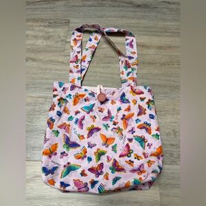 Pink Handmade Butterfly Print Tote Bag